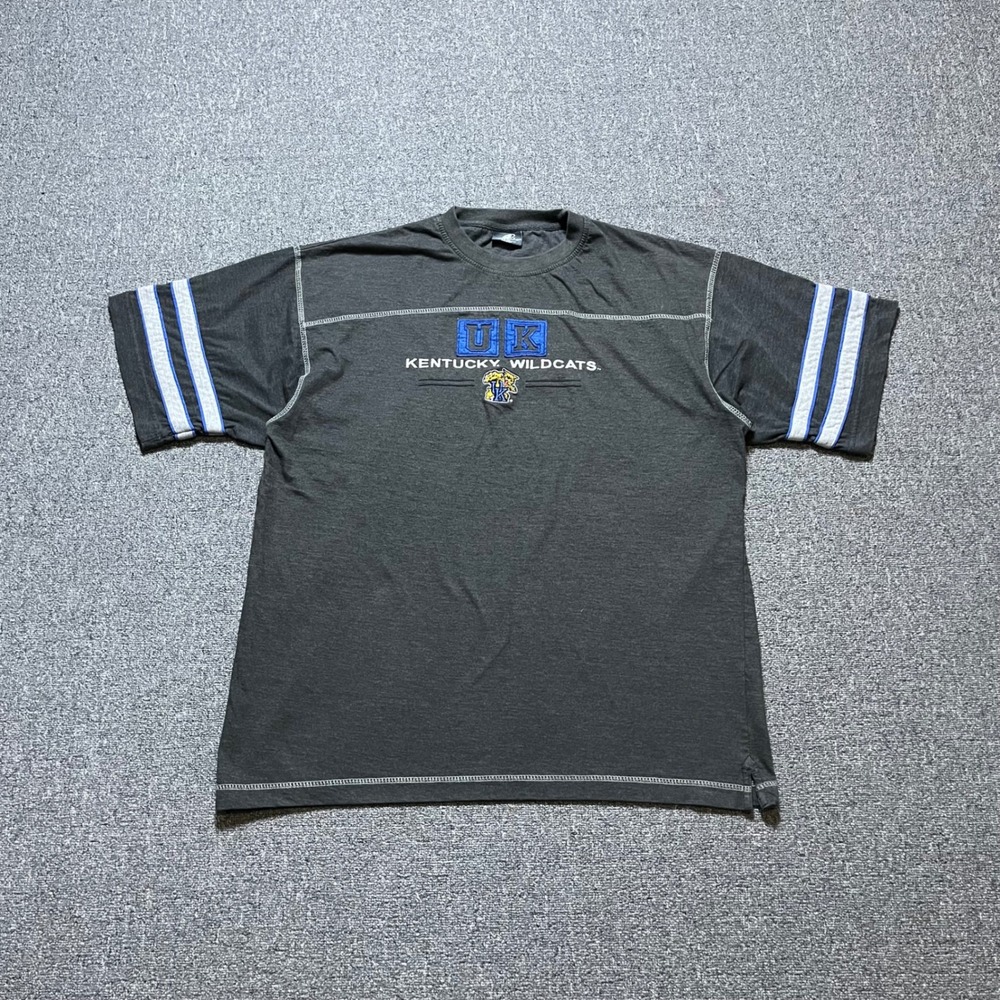 Vintage Active Kentucky Wildcats XL Charcoal Grey Contrast Stitch T-Shirt 00s